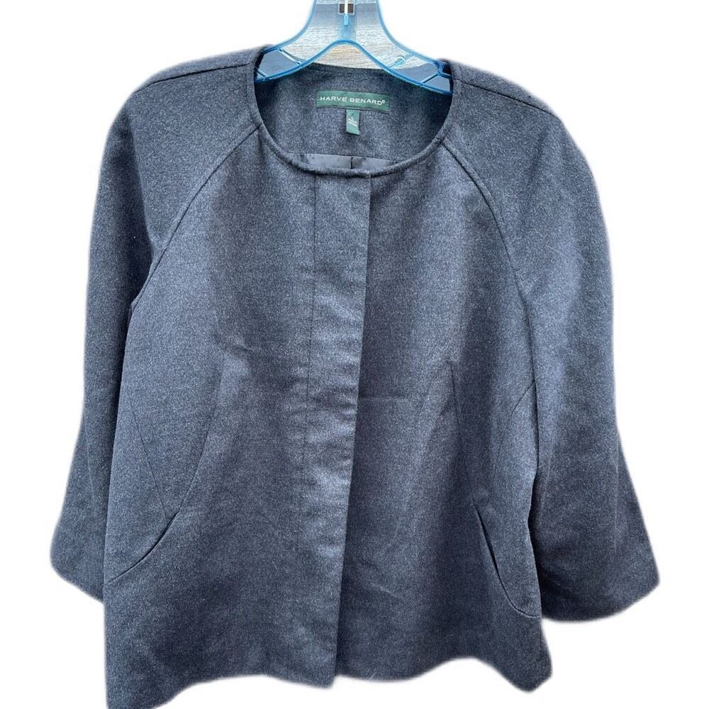Harve’ Bernard dark grey size L swing coat. 3/4 length sleeves . Lined